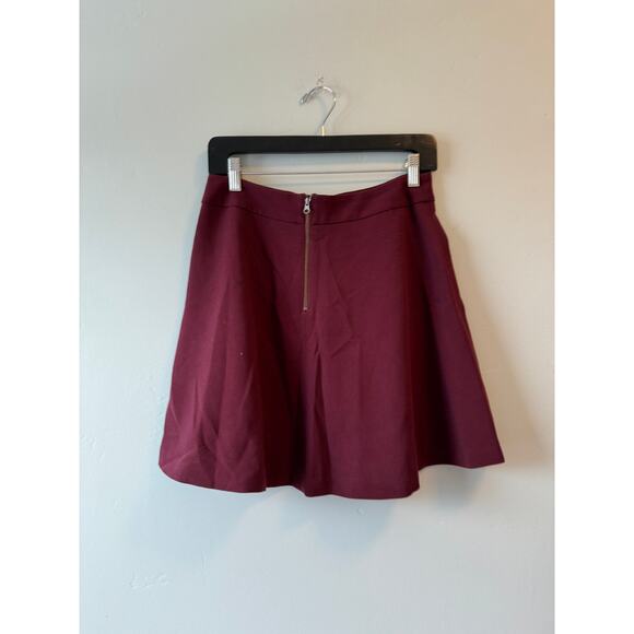 LOFT Burgundy High-Waisted Flare Skirt - Picture 4 of 5